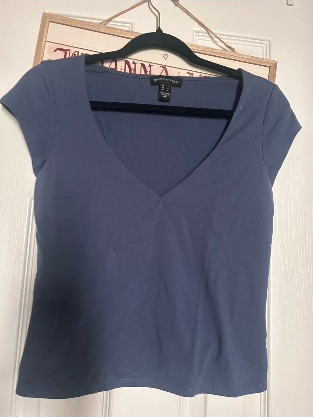 Blue V-Neck Short Sleeve Tee